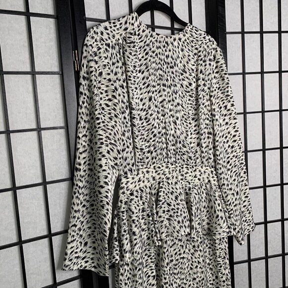 Andrea Gayle Leopard Cheetah Animal Knee Length Dress Black Medium Large 10 - Picture 2 of 10